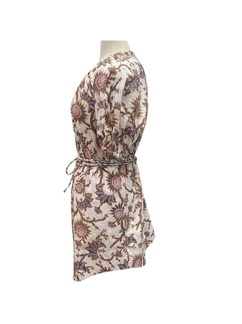 A.L.C. Adelaide Floral Tie Waist Puff Sleeve Mini Dress SZ 10 - Picture 10 of 15